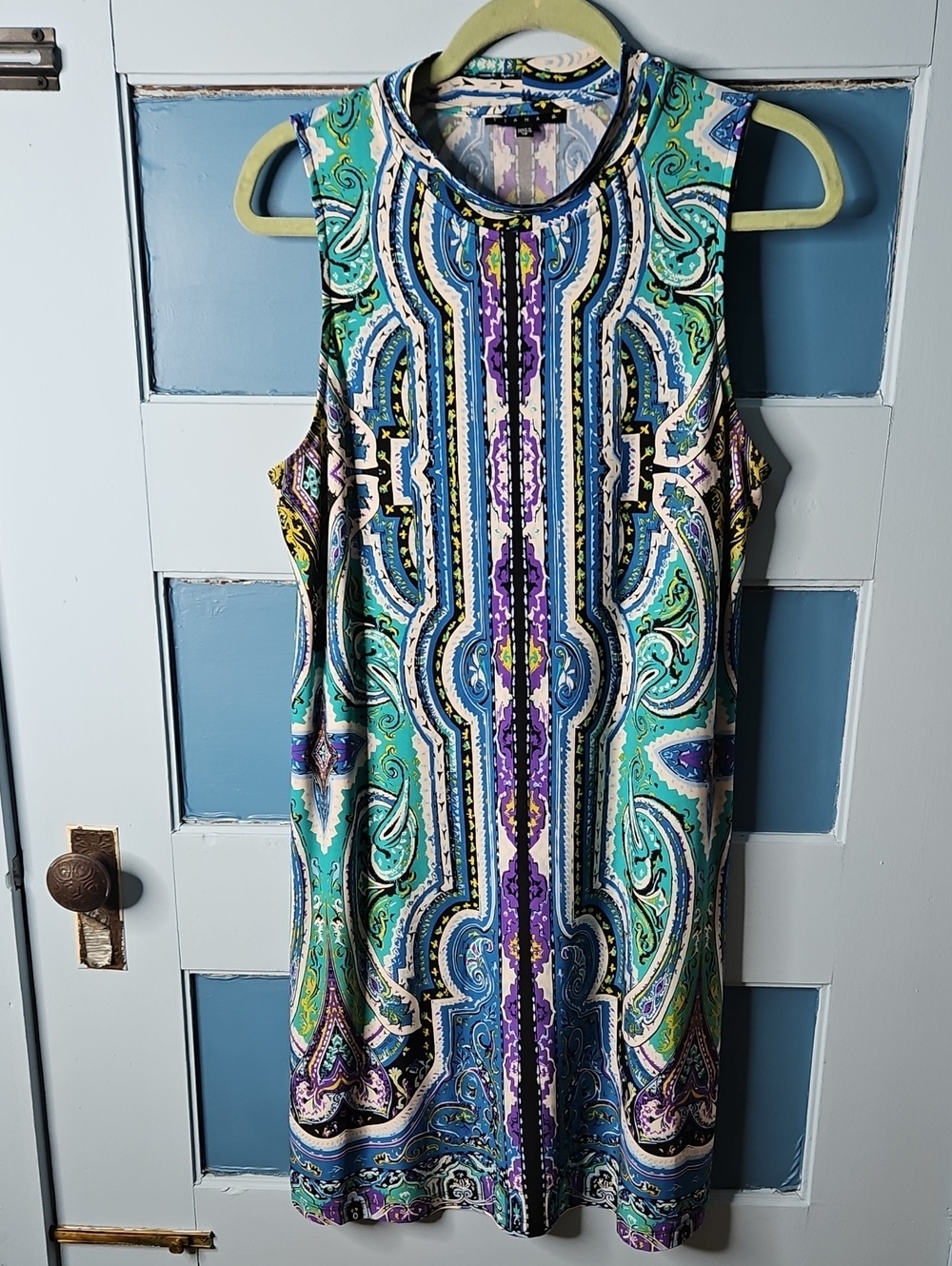 Tiana B. Sleeveless Paisley Print Dress in Teal and Purple 12